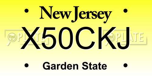 X50CKJ New Jersey License Plate