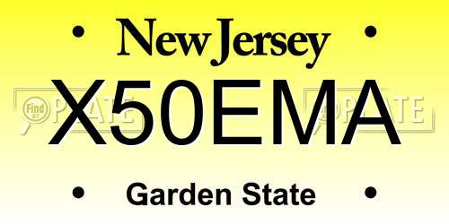 X50EMA New Jersey License Plate