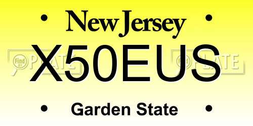 X50EUS New Jersey License Plate