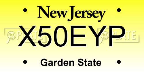 X50EYP New Jersey License Plate