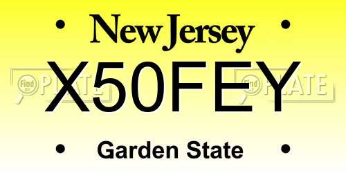X50FEY New Jersey License Plate