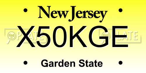 X50KGE New Jersey License Plate