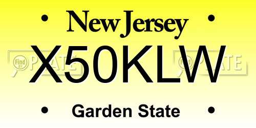 X50KLW New Jersey License Plate