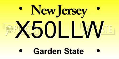 X50LLW New Jersey License Plate