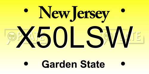 X50LSW New Jersey License Plate
