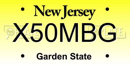 X50MBG New Jersey License Plate