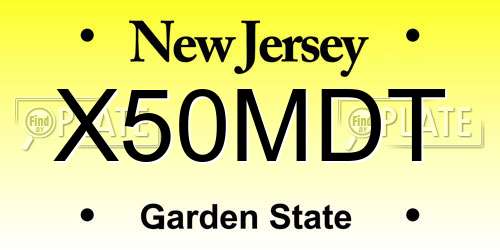 X50MDT New Jersey License Plate