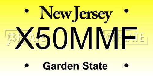 X50MMF New Jersey License Plate