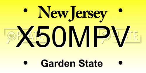 X50MPV New Jersey License Plate