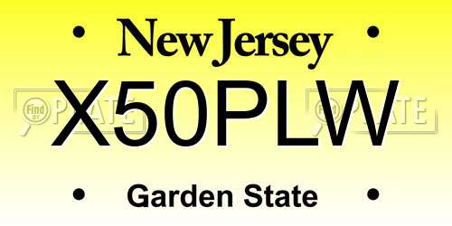 X50PLW New Jersey License Plate
