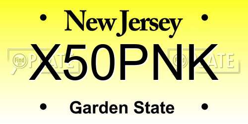 X50PNK New Jersey License Plate