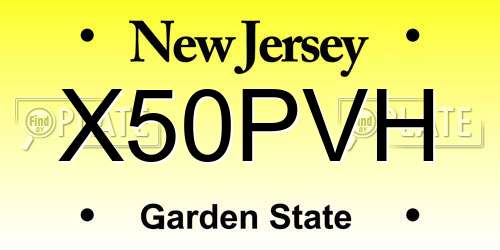 X50PVH New Jersey License Plate