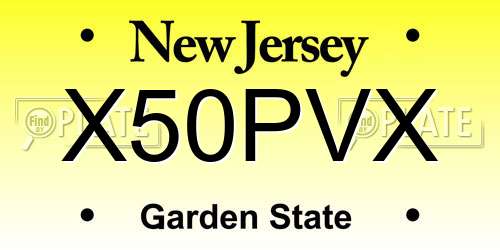 X50PVX New Jersey License Plate