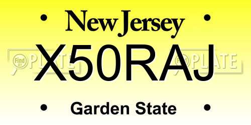 X50RAJ New Jersey License Plate