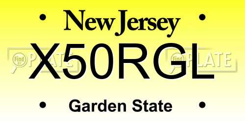X50RGL New Jersey License Plate