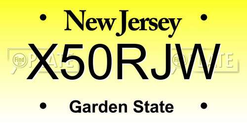 X50RJW New Jersey License Plate