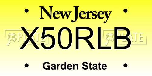 X50RLB New Jersey License Plate