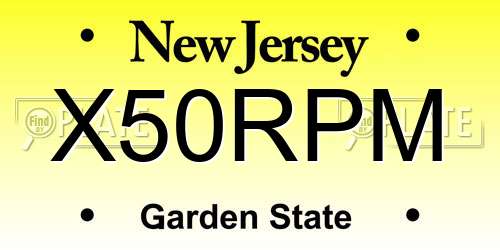 X50RPM New Jersey License Plate
