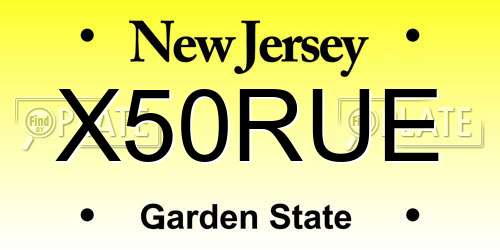 X50RUE New Jersey License Plate