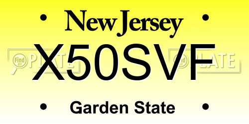 X50SVF New Jersey License Plate