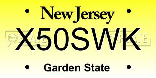 X50SWK New Jersey License Plate