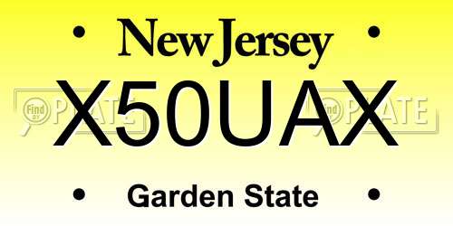 X50UAX New Jersey License Plate
