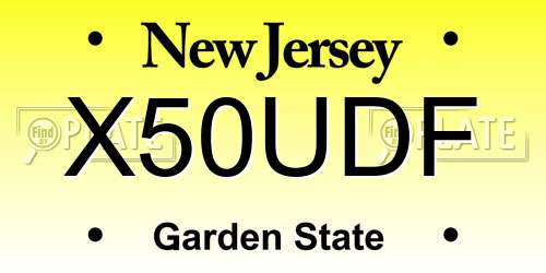 X50UDF New Jersey License Plate
