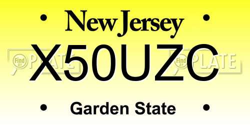 X50UZC New Jersey License Plate