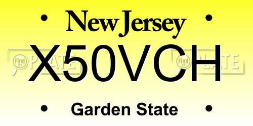 X50VCH New Jersey License Plate