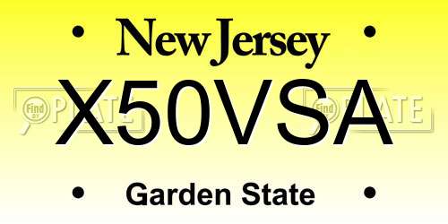 X50VSA New Jersey License Plate