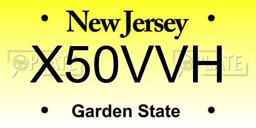 X50VVH New Jersey License Plate