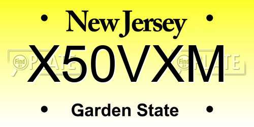 X50VXM New Jersey License Plate