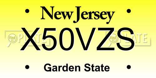 X50VZS New Jersey License Plate