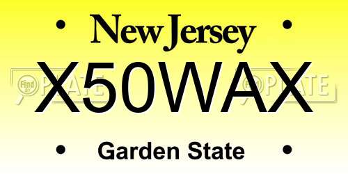 X50WAX New Jersey License Plate