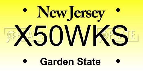 X50WKS New Jersey License Plate