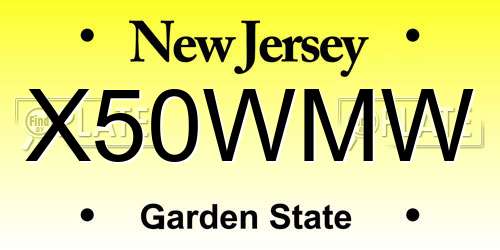 X50WMW New Jersey License Plate
