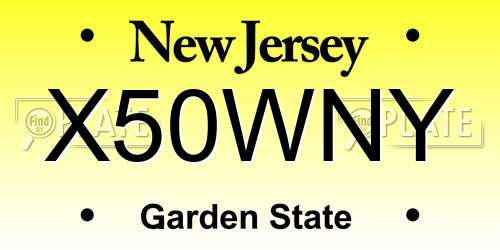 X50WNY New Jersey License Plate