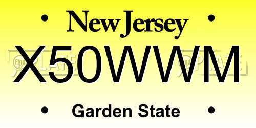 X50WWM New Jersey License Plate