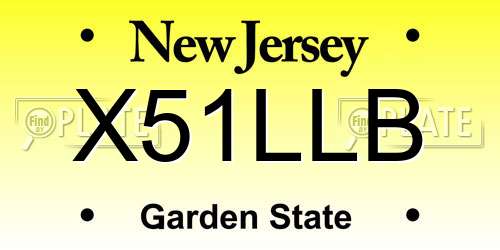 X51LLB New Jersey License Plate