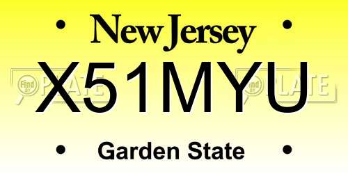 X51MYU New Jersey License Plate