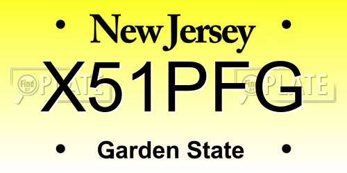 X51PFG New Jersey License Plate