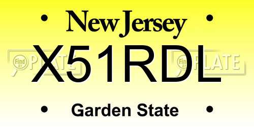 X51RDL New Jersey License Plate