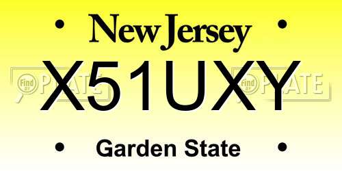 X51UXY New Jersey License Plate