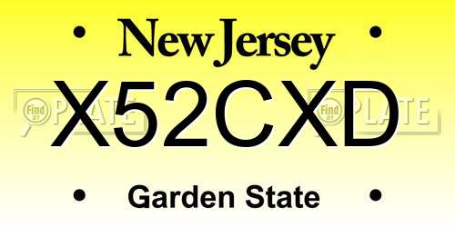 X52CXD New Jersey License Plate