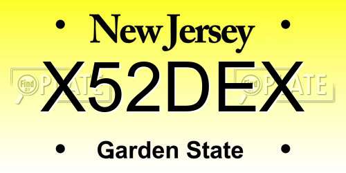 X52DEX New Jersey License Plate