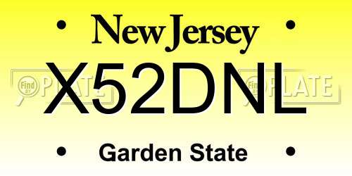 X52DNL New Jersey License Plate
