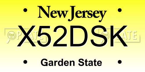 X52DSK New Jersey License Plate