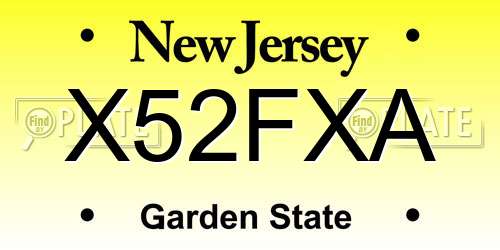X52FXA New Jersey License Plate