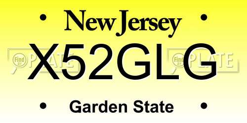 X52GLG New Jersey License Plate