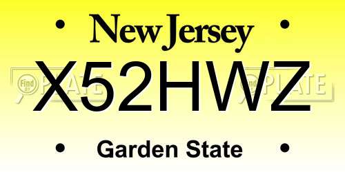 X52HWZ New Jersey License Plate